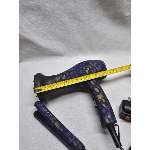 Monat Mini Travel Hair Dryer And Mini Iron Purple/Gold Cheetah Print- Travel - Picture 5 of 11